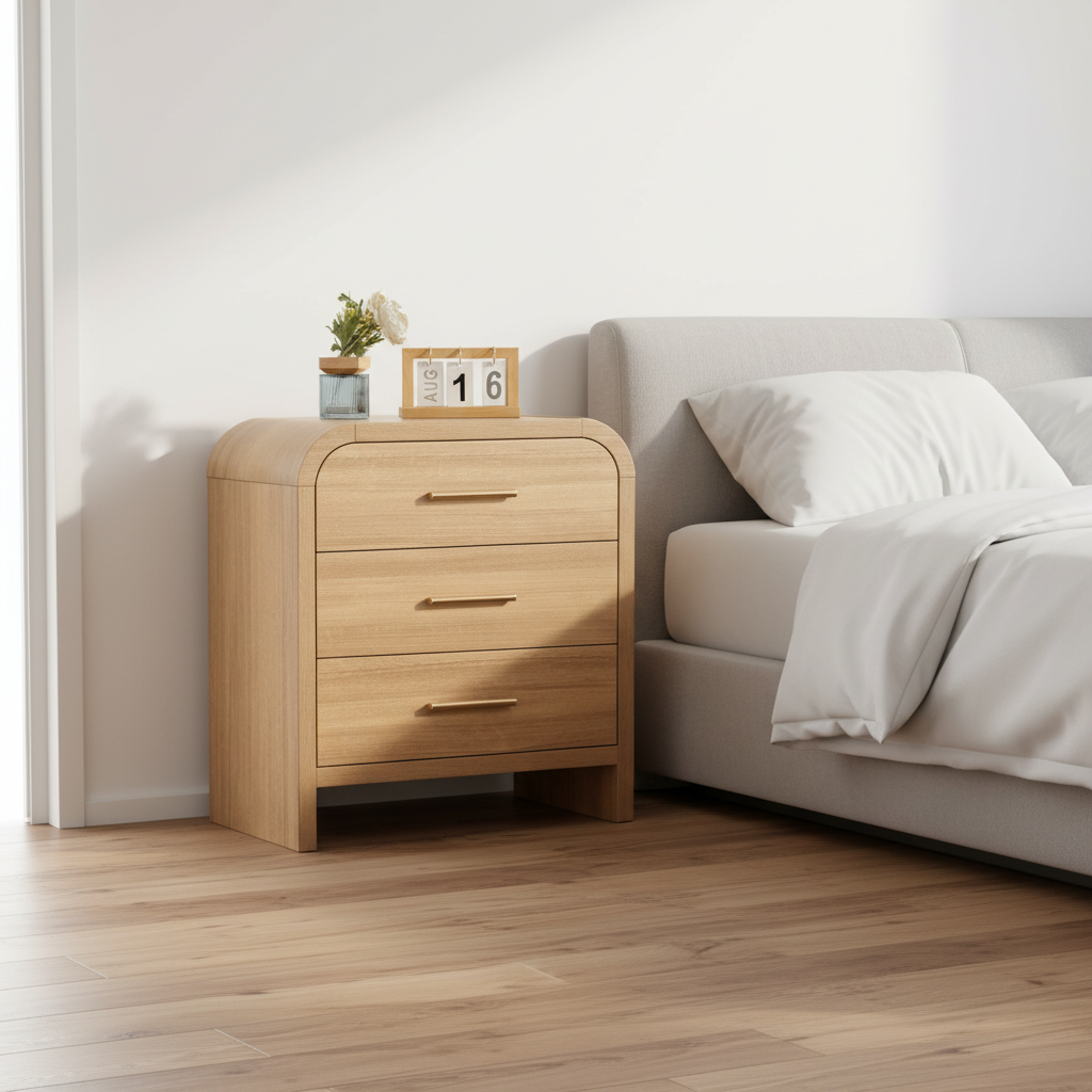 Curved 3-Drawer Nightstand