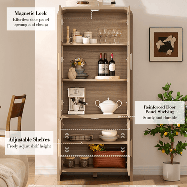 77" Modern Farmhouse Curved Pantry Cabinet