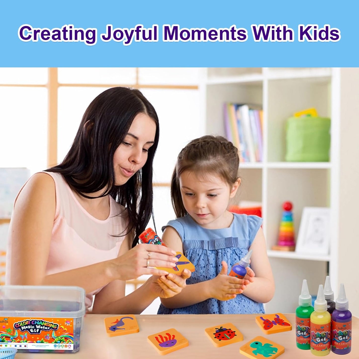 Kiditos Color Changing Magic Water Elf Toy Kit, Magic Aqua Fairy Water Gel Kit with 6 Color Changing Gels and 6 Molds. Christmas Gifts, Birthday Gifts, Party Favors, Arts&Crafts DIY STEM Kits for Kids