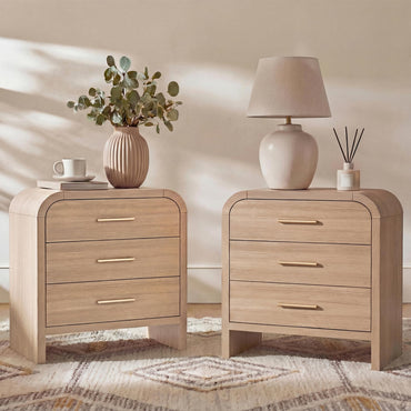 【Halloween Pre-Sale】Curved 3-Drawer Nightstand-2Pcs