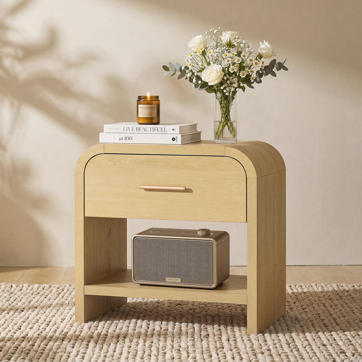 【Halloween Pre-Sale】Curved 1-Drawer Nightstand-2Pcs