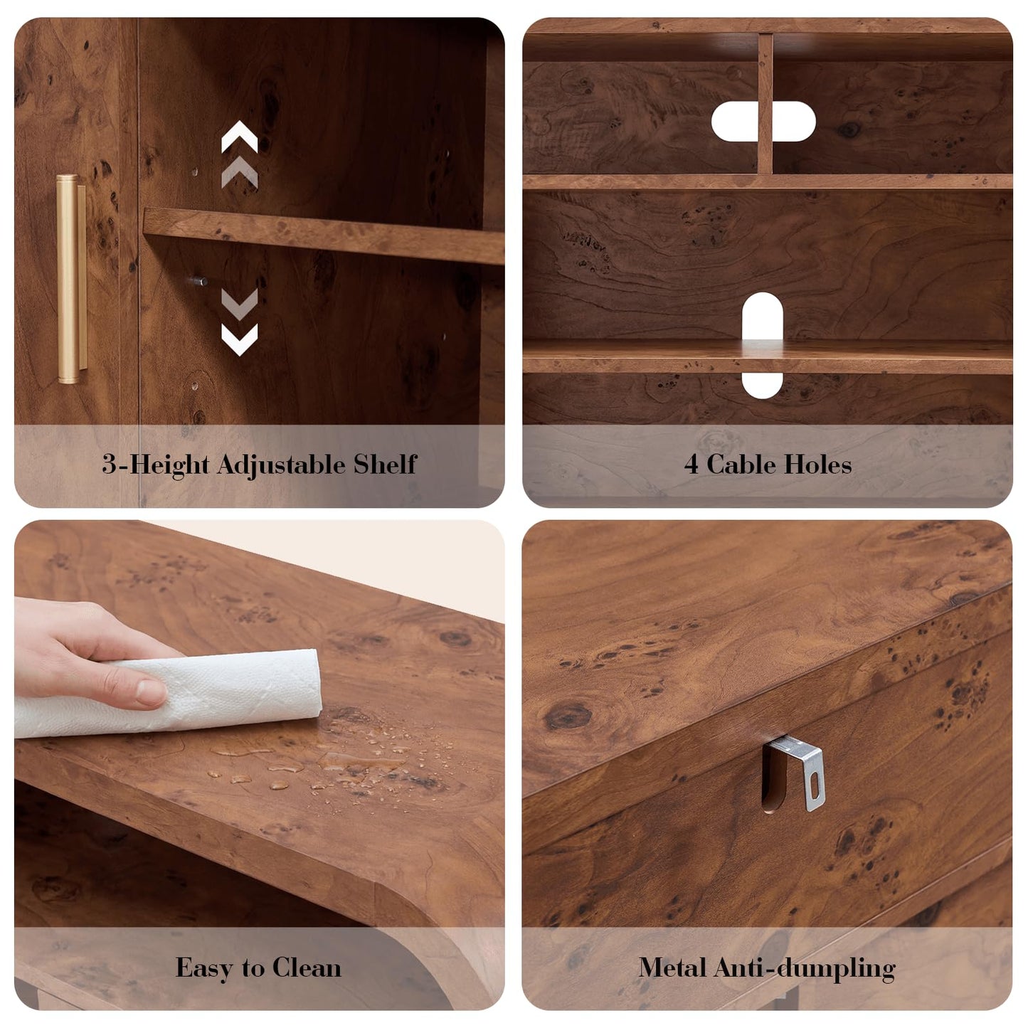 59.7" Light Burl Sideboard & TV Stand