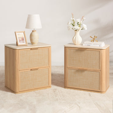 Woven 2-Drawers Nightstand