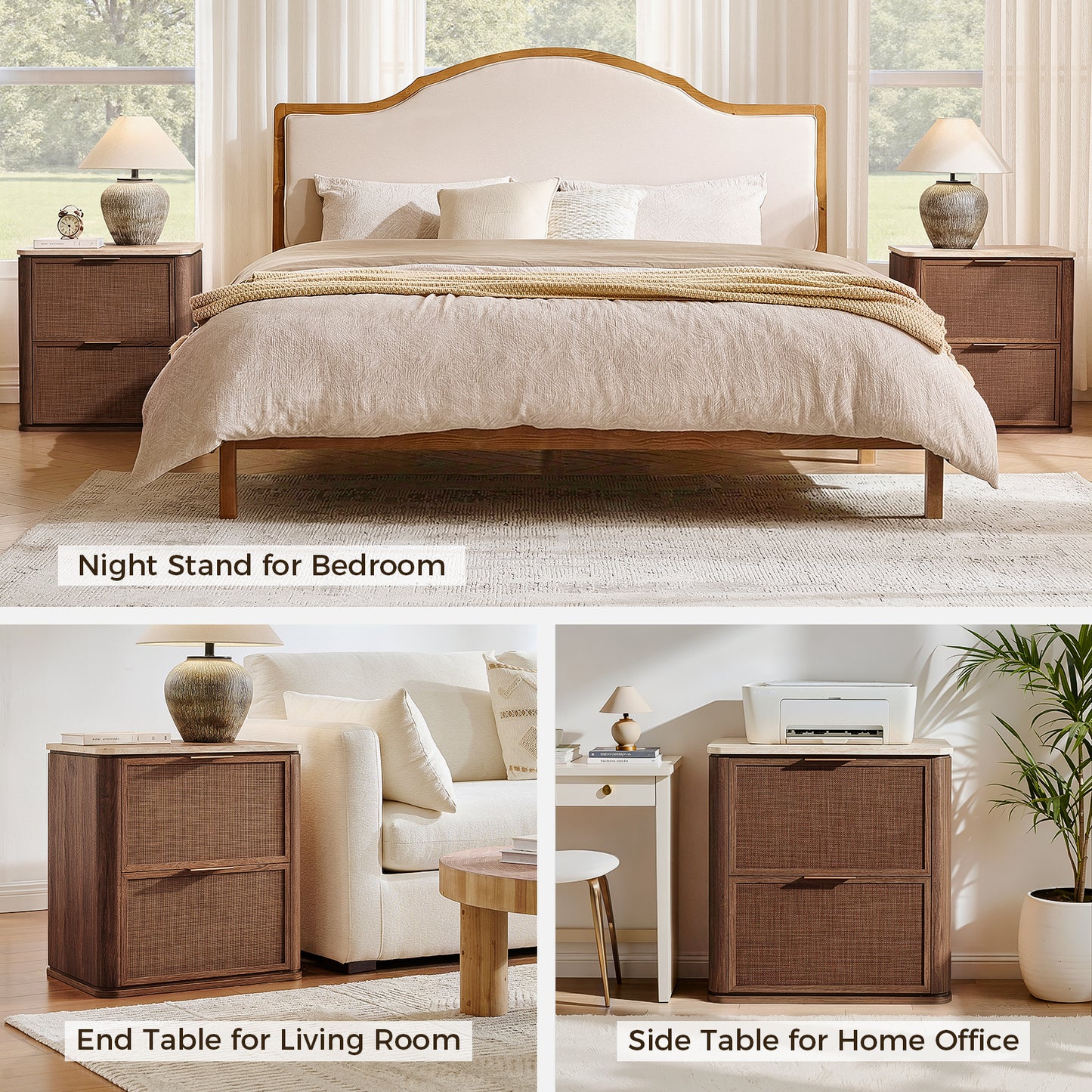 Woven 2-Drawers Nightstand