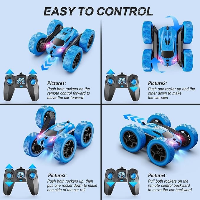 2.4GHz RC Stunt Cars Toys for Kids Blue