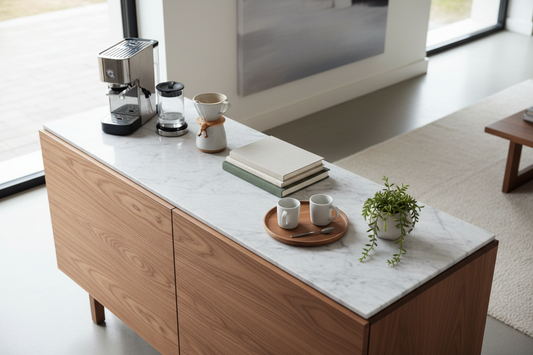 How to Turn Your 2-Door Sideboard into a Chic Home Coffee Station or Mini Bar