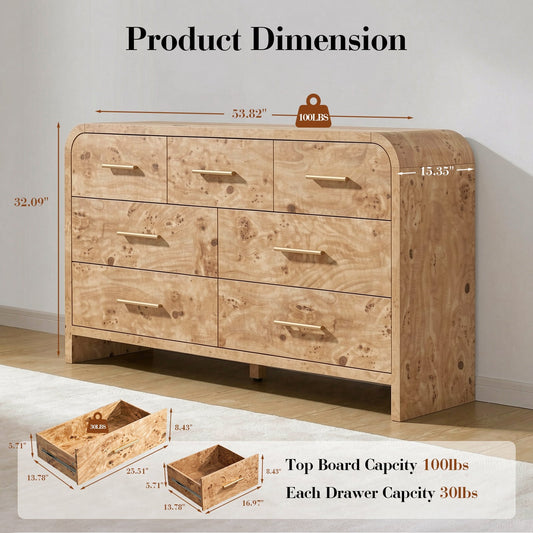 Curved 7-Drawer Dresser: A Natural Way to Keep Everyday Life Organized