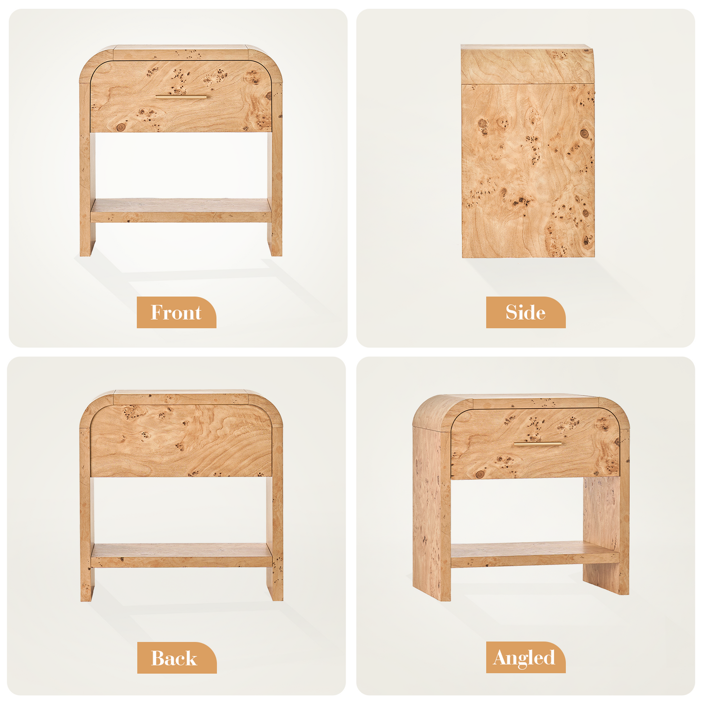 Eliteset Curved 1-Drawer Nightstand