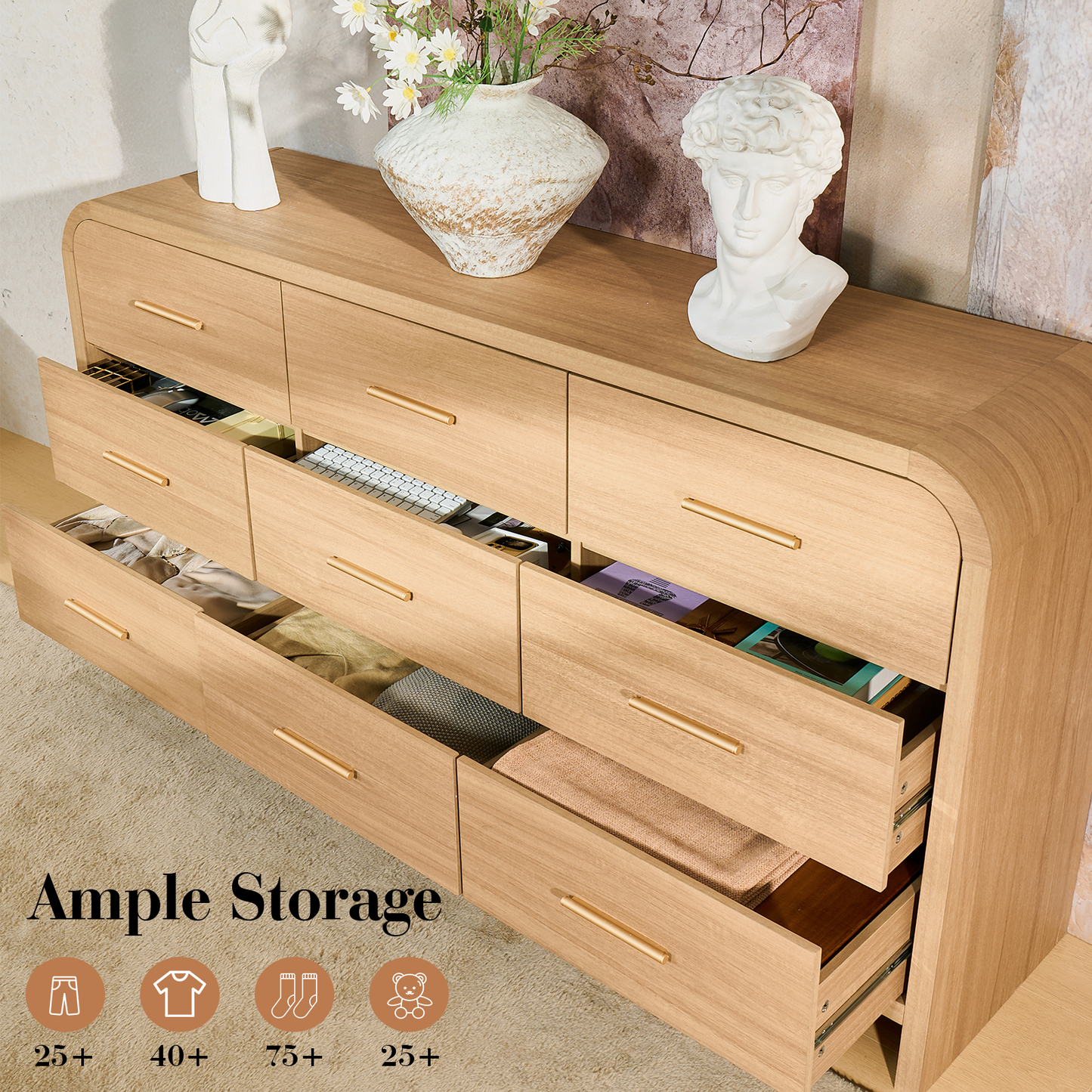 Eliteset Curved 9-Drawer Dresser