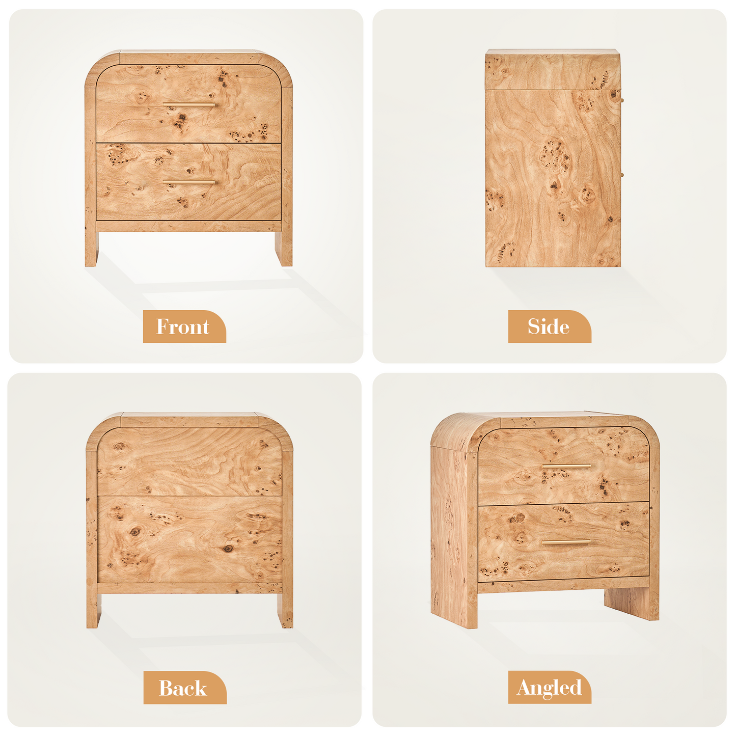 Eliteset Curved 2-Drawer Nightstand