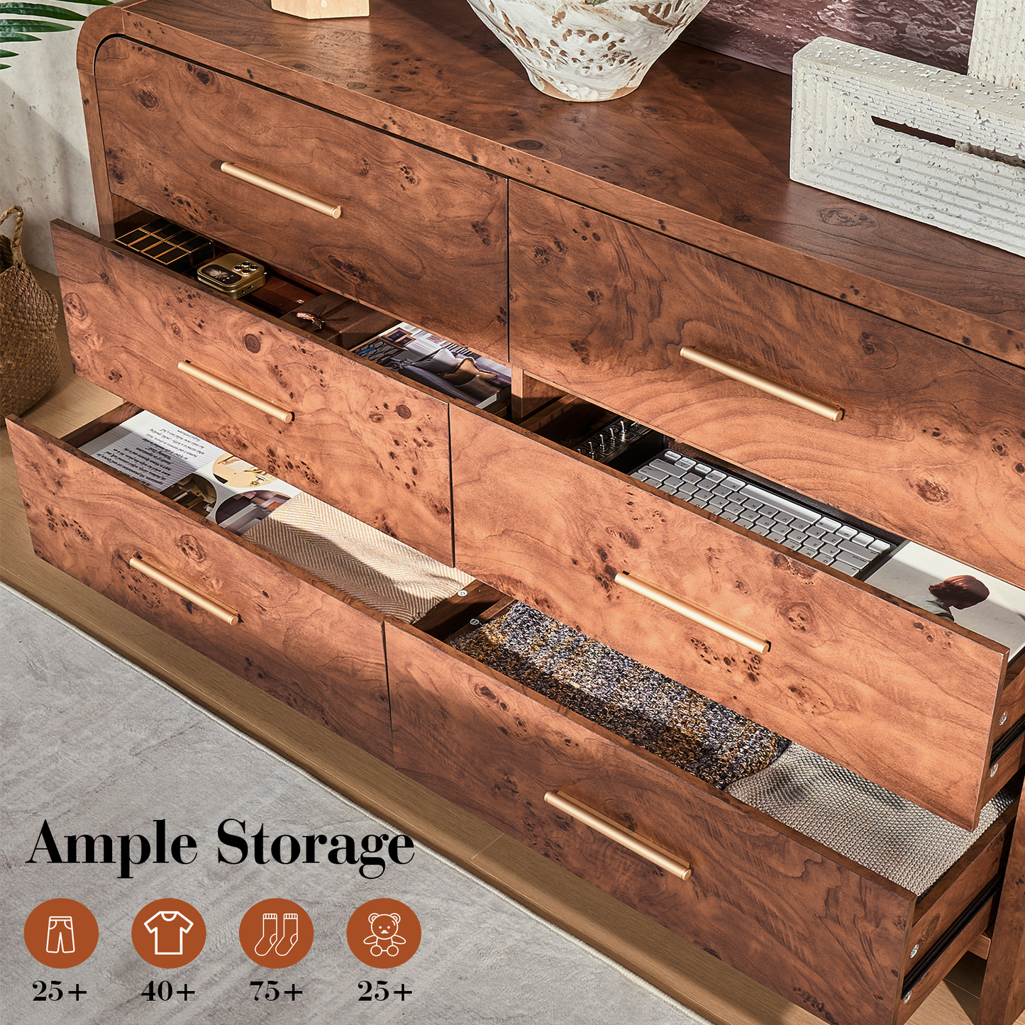 Eliteset Curved 6-Drawer Dresser