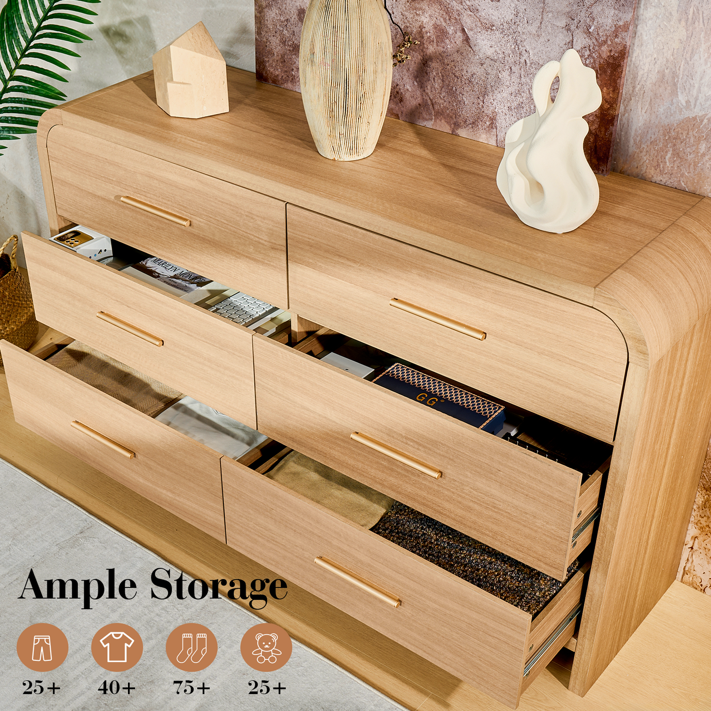 Eliteset Curved 6-Drawer Dresser