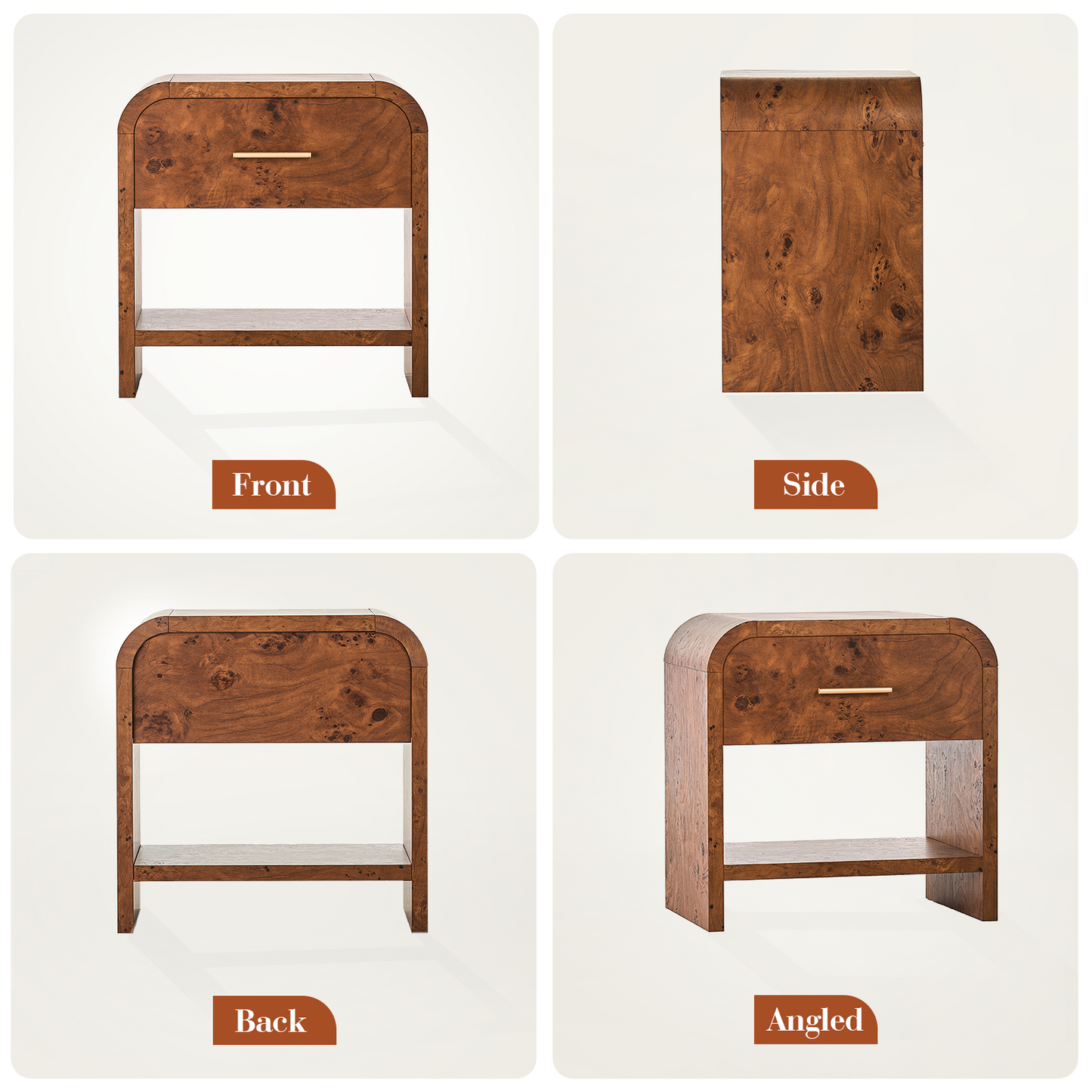 Eliteset Curved 1-Drawer Nightstand