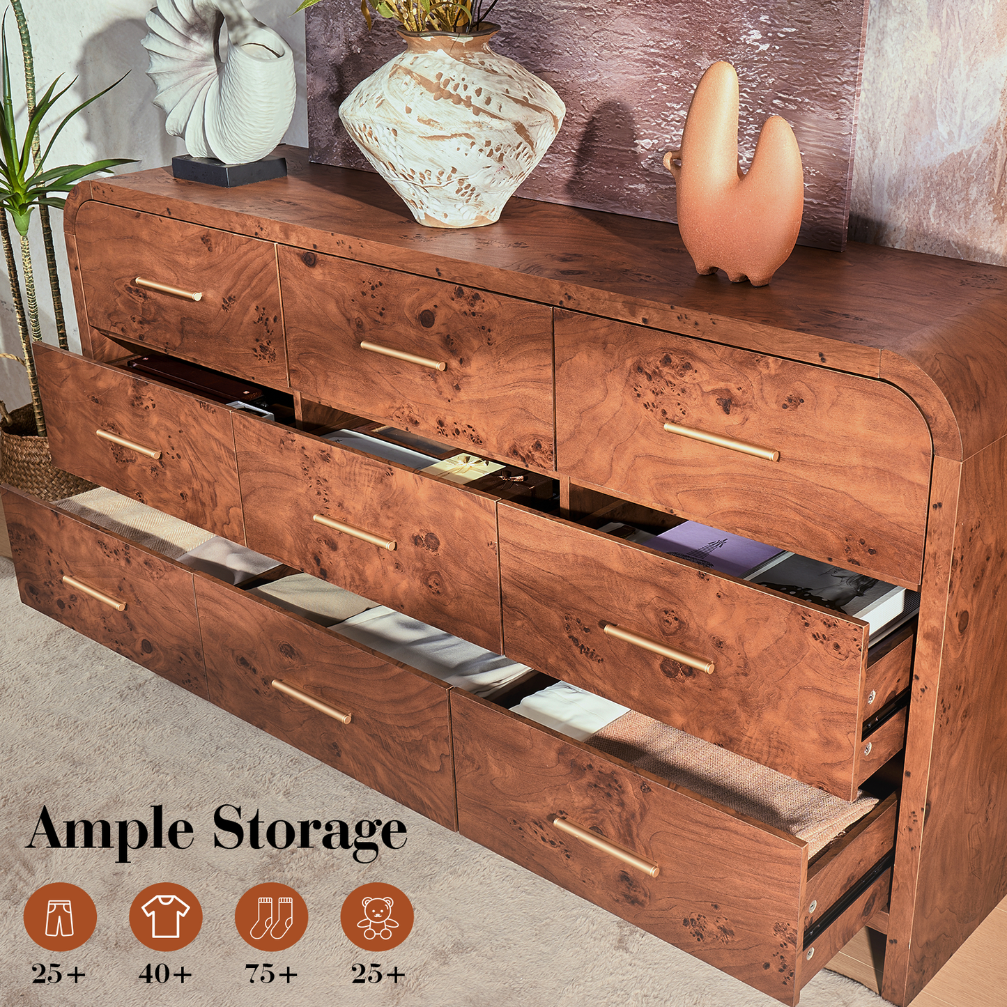 Eliteset Curved 9-Drawer Dresser