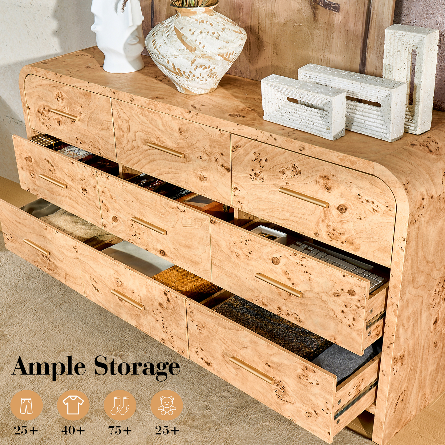 Eliteset Curved 9-Drawer Dresser