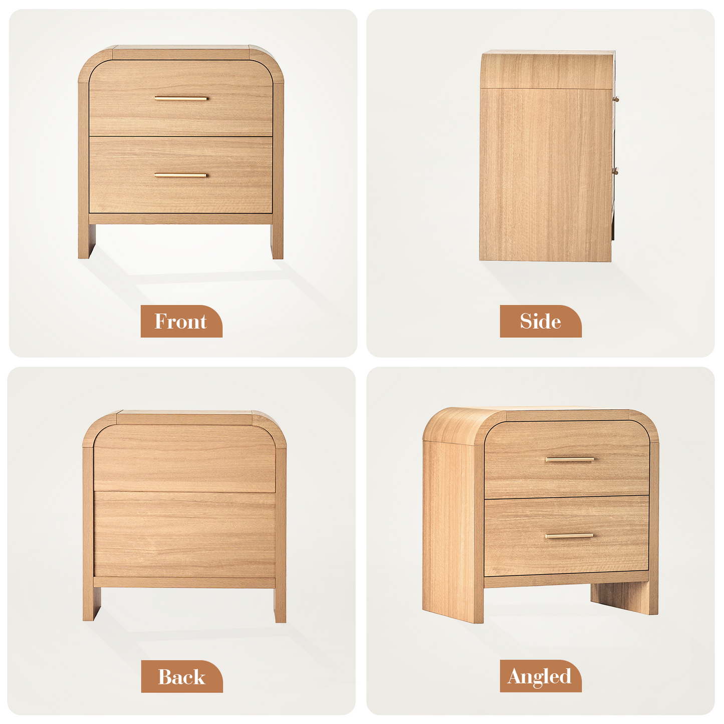 Eliteset Curved 2-Drawer Nightstand