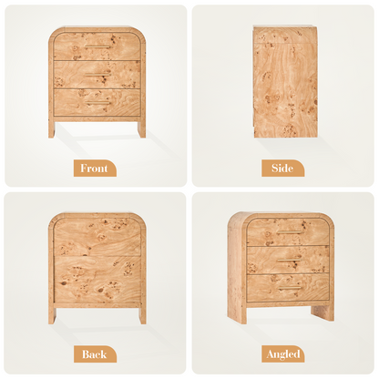 Eliteset Curved 3-Drawer Nightstand