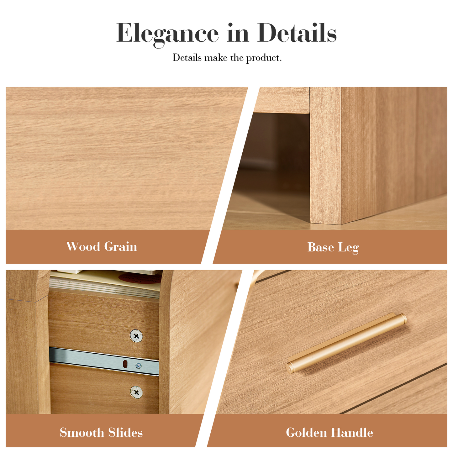 Eliteset Curved 3-Drawer Nightstand