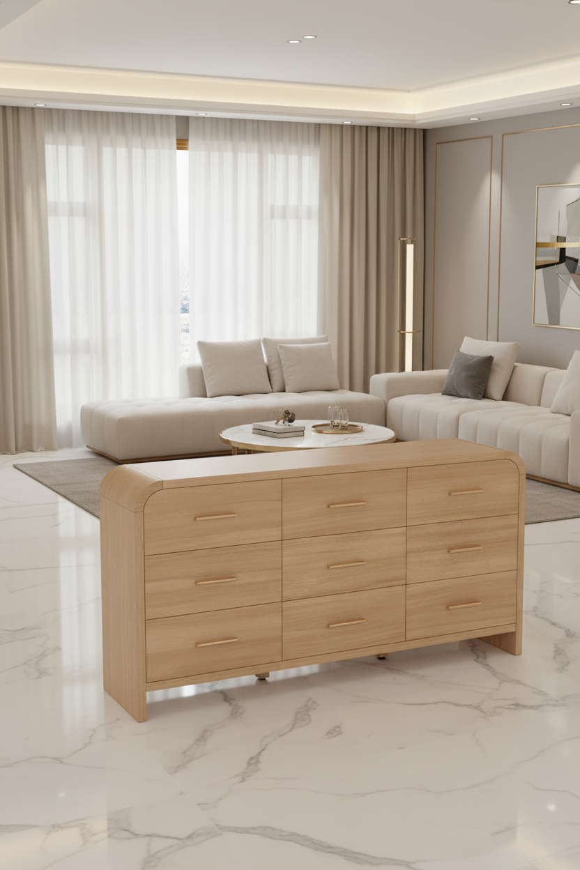 Curved 9-Drawer Dresser
