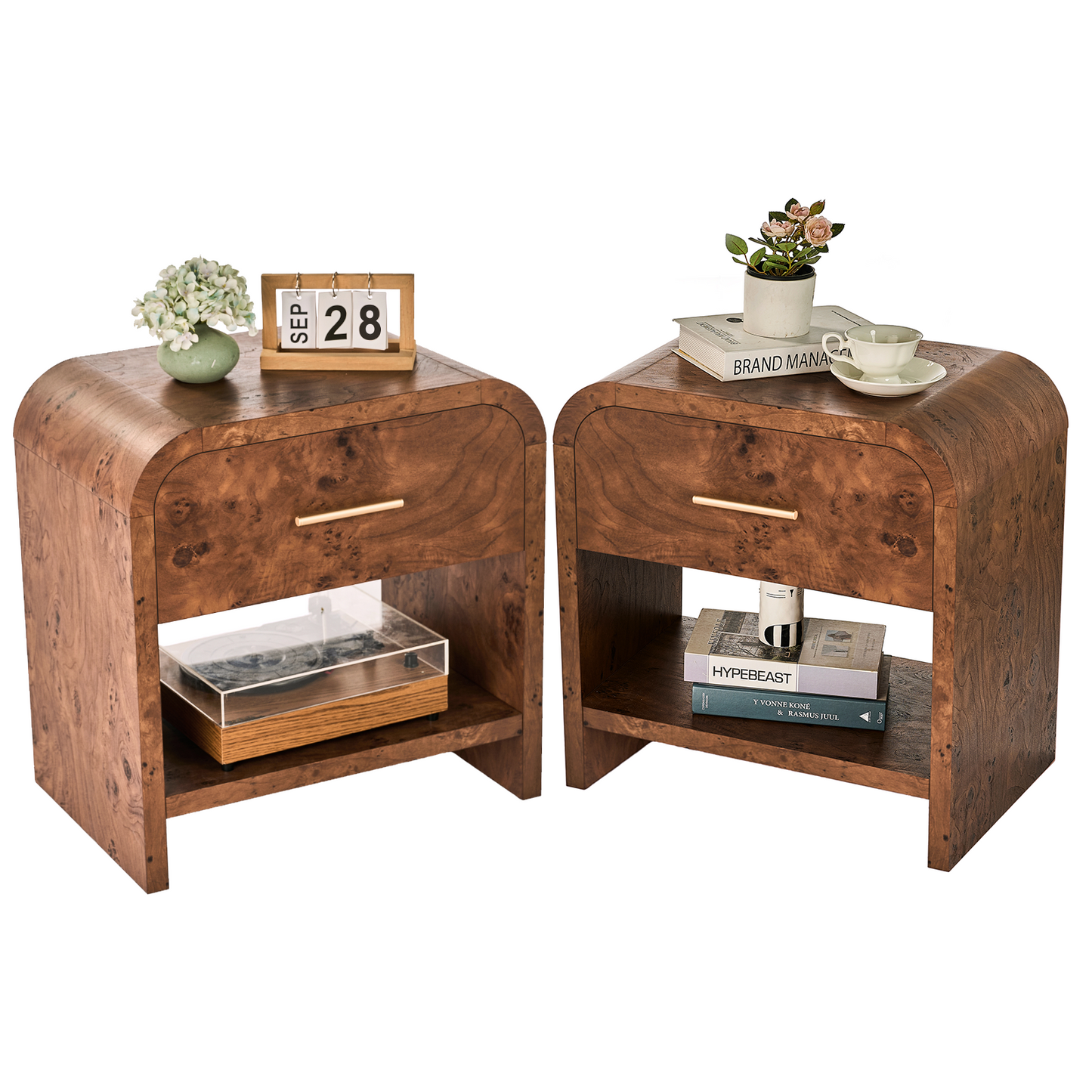 Eliteset Curved 1-Drawer Nightstand