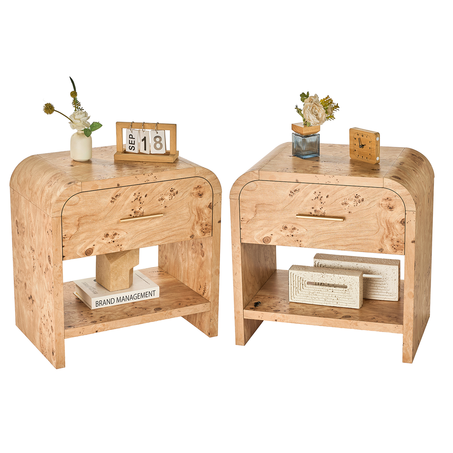 Eliteset Curved 1-Drawer Nightstand