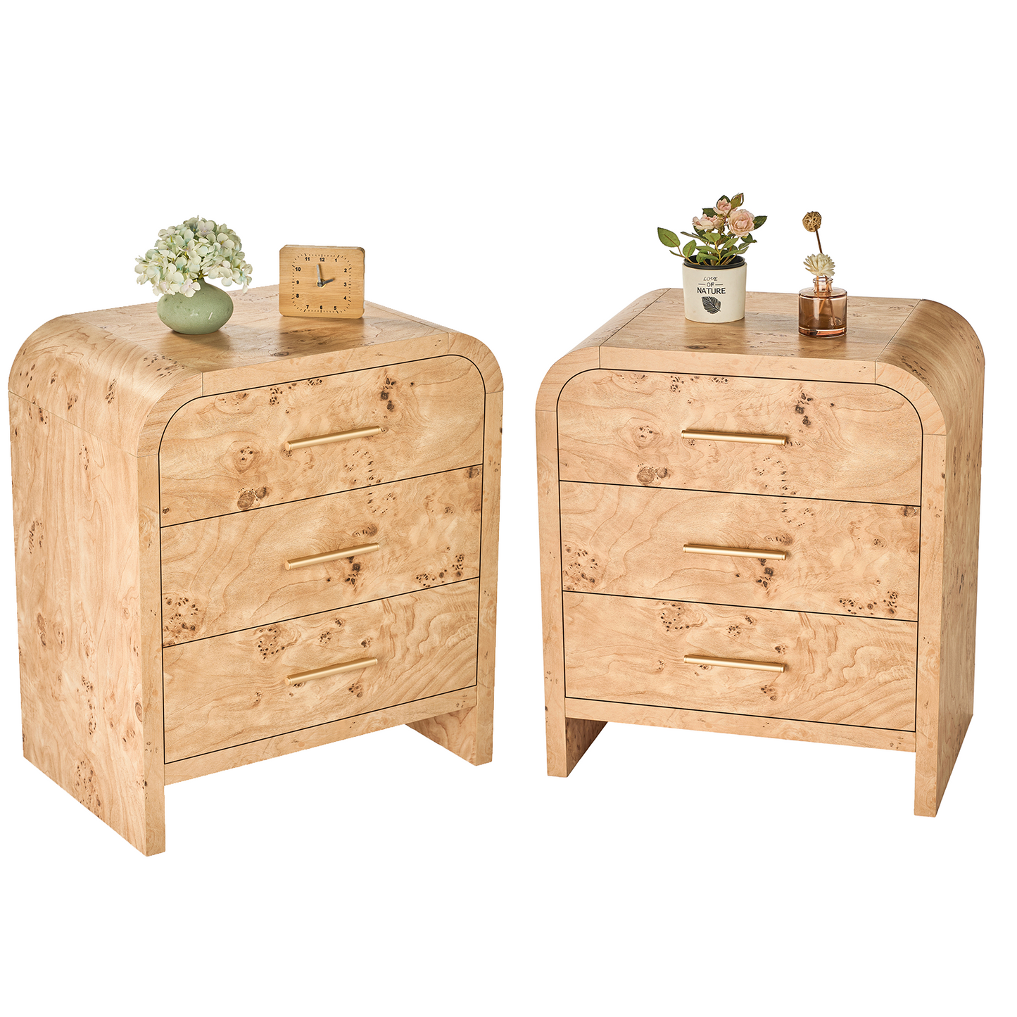 Eliteset Curved 3-Drawer Nightstand