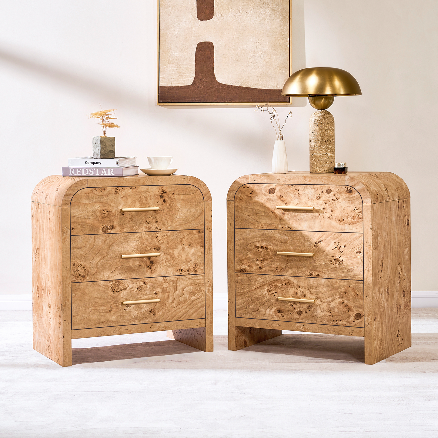 Eliteset Curved 3-Drawer Nightstand