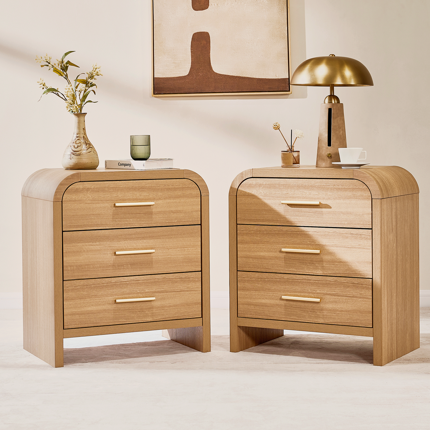 Eliteset Curved 3-Drawer Nightstand