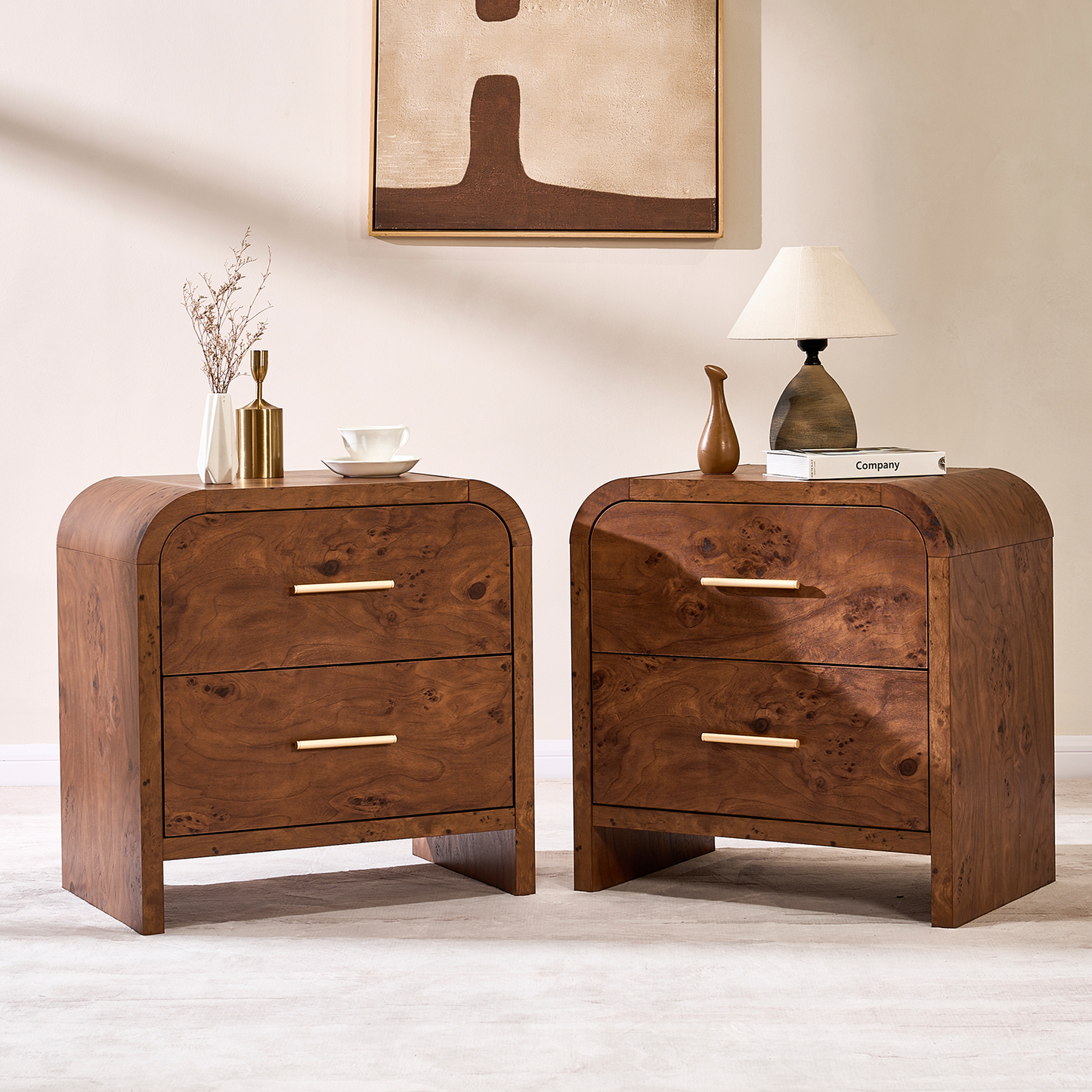 Eliteset Curved 2-Drawer Nightstand