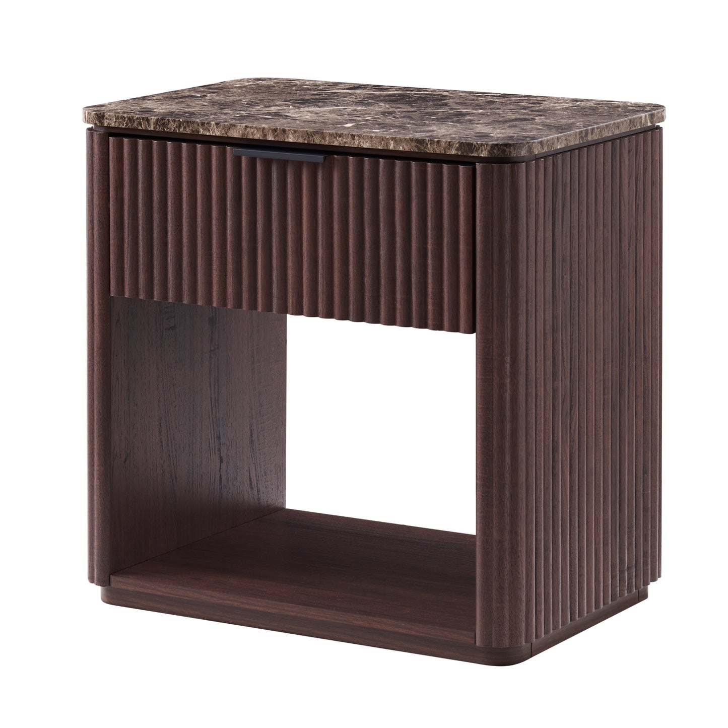 DelArk 1-Drawer Fluted Nightstand with Marble Top
