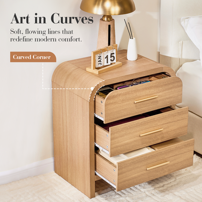 Eliteset Curved 3-Drawer Nightstand