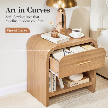 Eliteset Curved 1-Drawer Nightstand