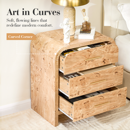 Eliteset Curved 3-Drawer Nightstand