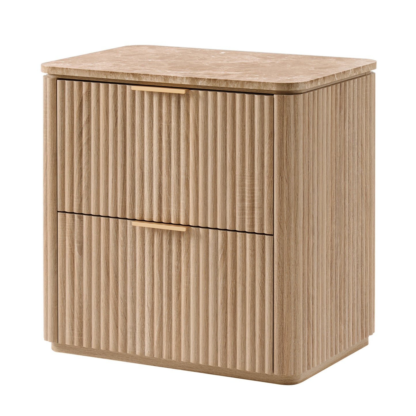 DelArk 2-Drawer Fluted Nightstand with Marble Top