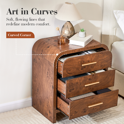 Eliteset Curved 3-Drawer Nightstand