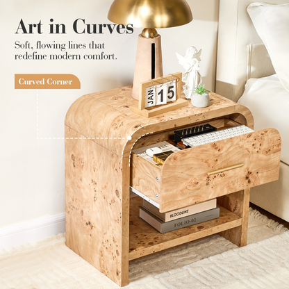 Eliteset Curved 1-Drawer Nightstand