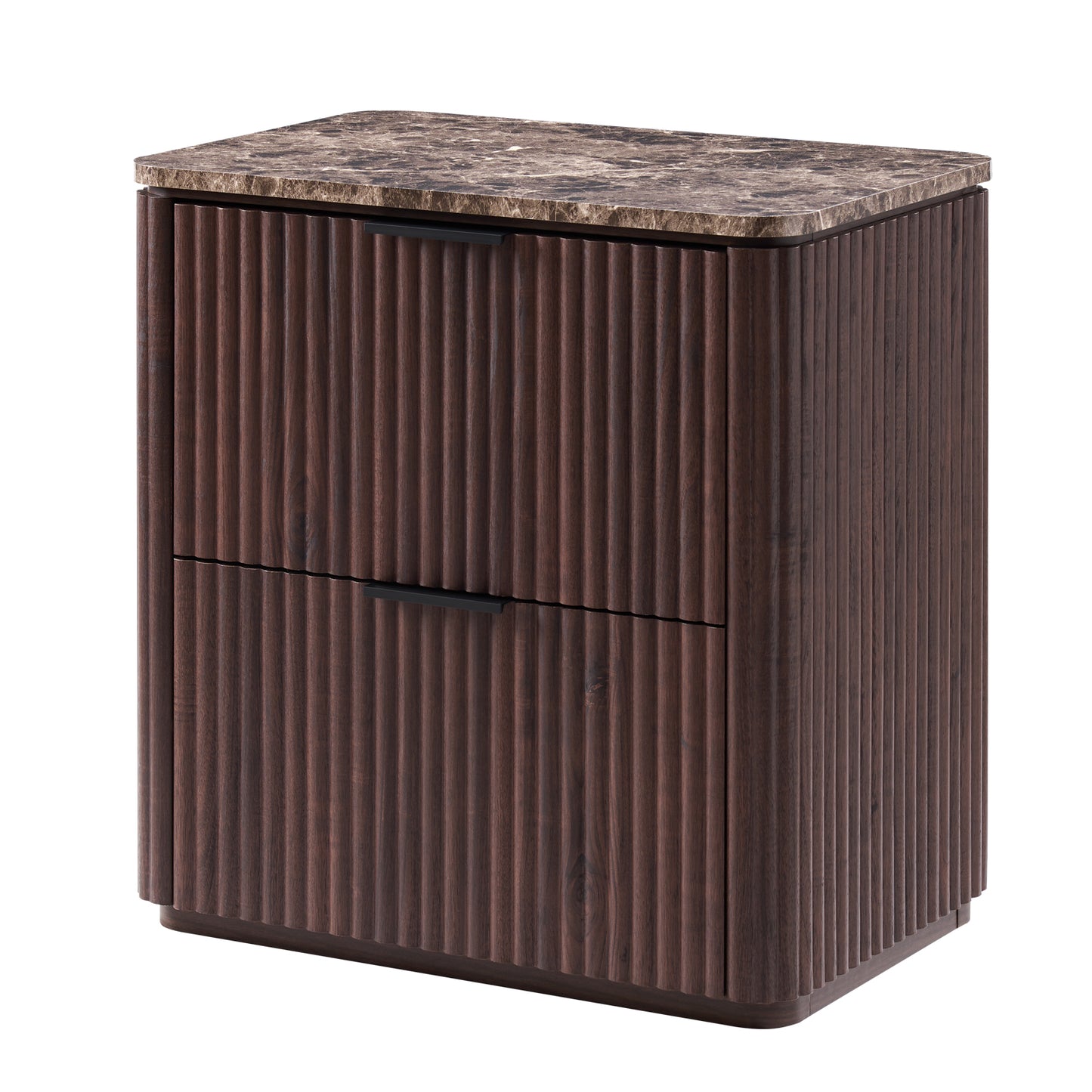 DelArk 2-Drawer Fluted Nightstand with Marble Top