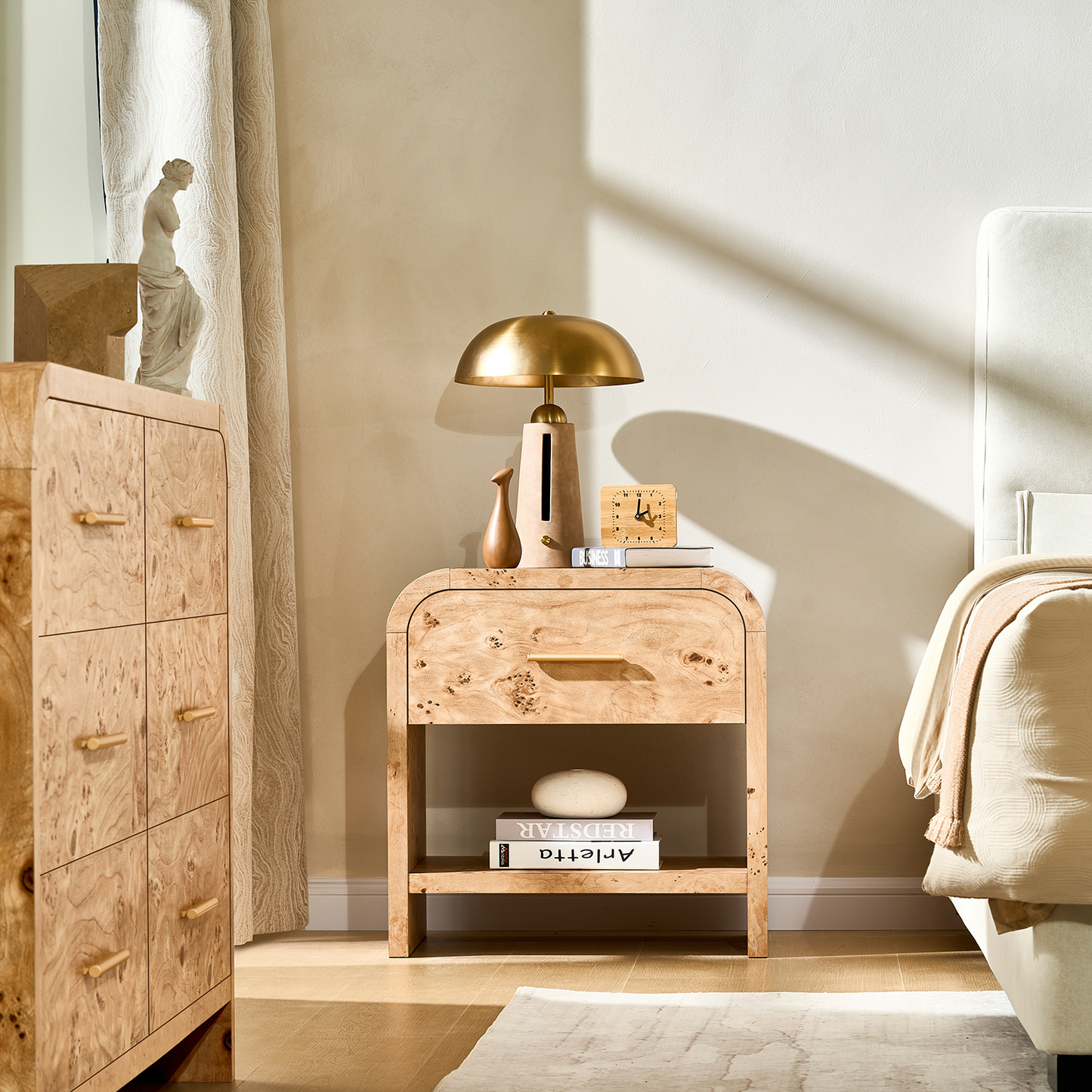 Eliteset Curved 1-Drawer Nightstand