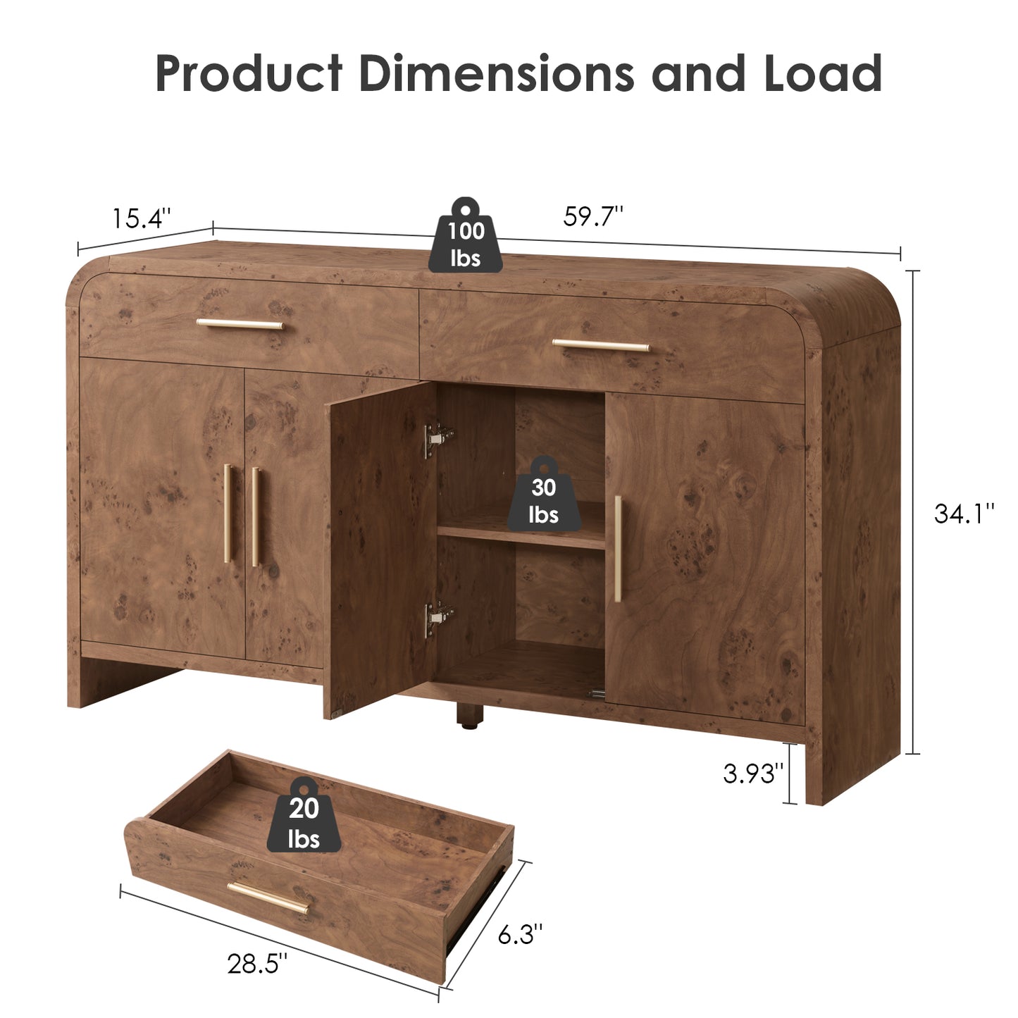 Curved Sideboard Cabinet