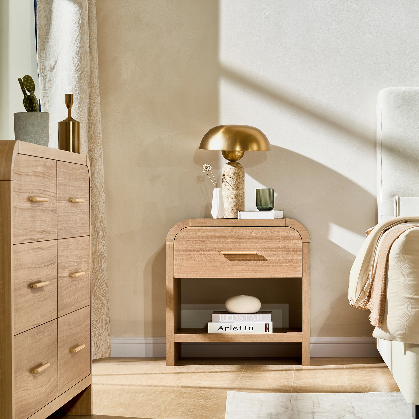 Eliteset Curved 1-Drawer Nightstand