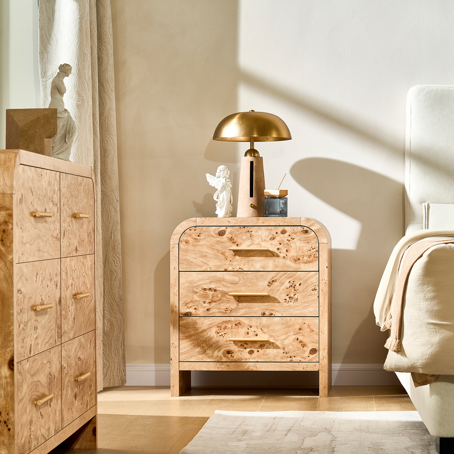 Eliteset Curved 3-Drawer Nightstand