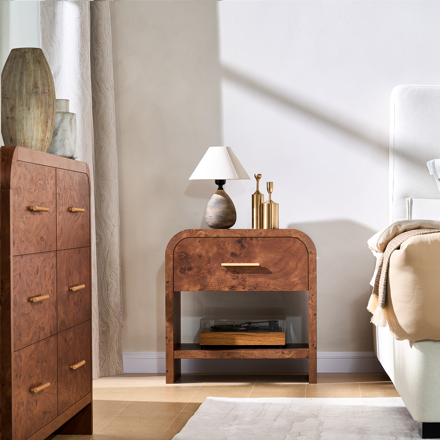 Eliteset Curved 1-Drawer Nightstand