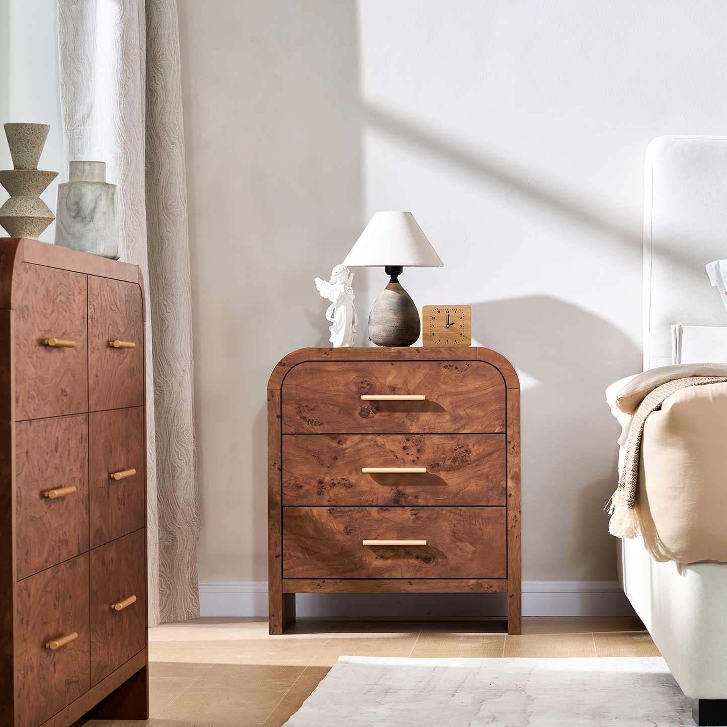 Eliteset Curved 3-Drawer Nightstand