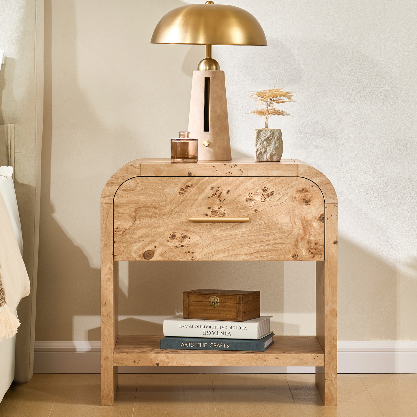 Eliteset Curved 1-Drawer Nightstand