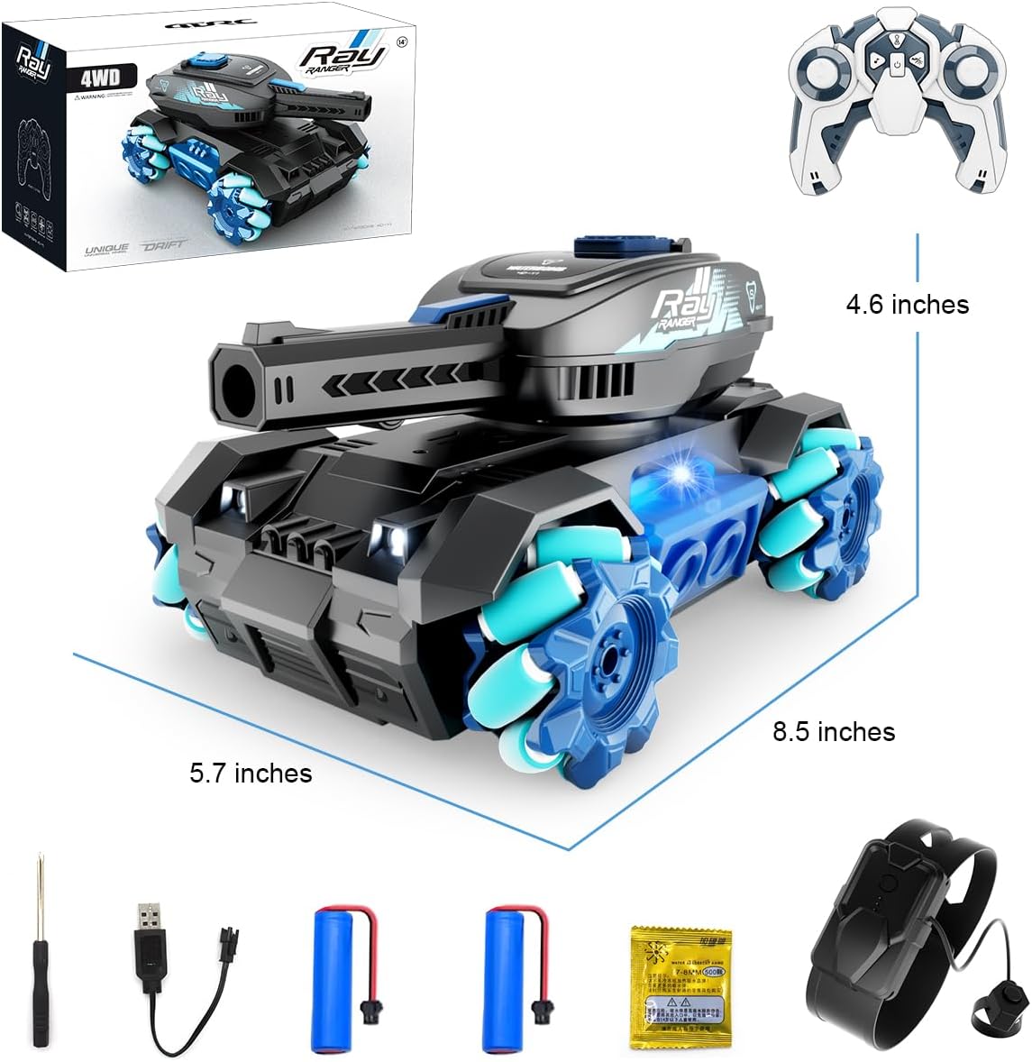 RC Crawler, Gesture Sensing RC Stunt Car, Remote Control Car with Cool Light and Music 360°Rotating 2 Control Modes, Hand Controlled RC Car That Shoots Gifts Toys for Kids and Boys
