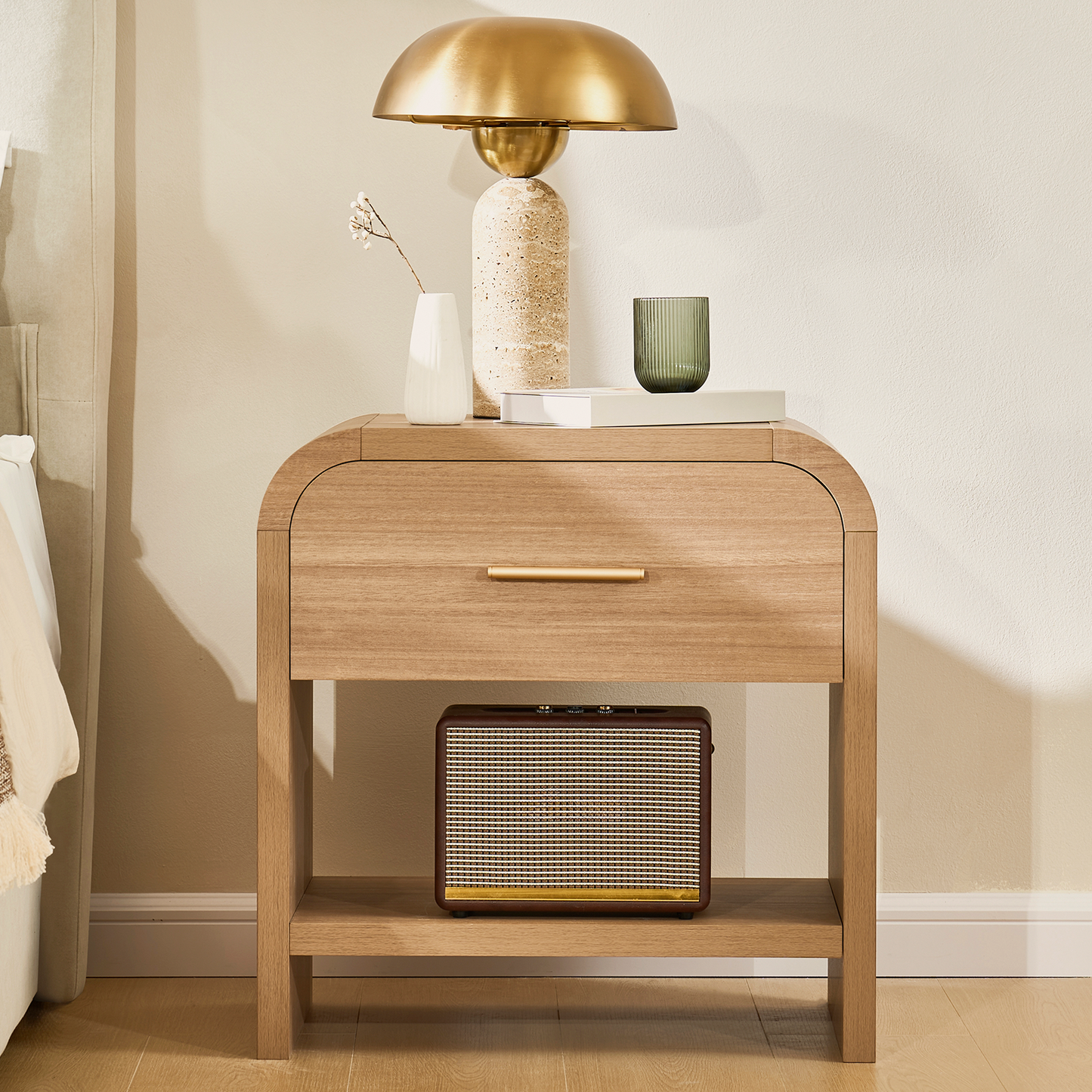 Eliteset Curved 1-Drawer Nightstand