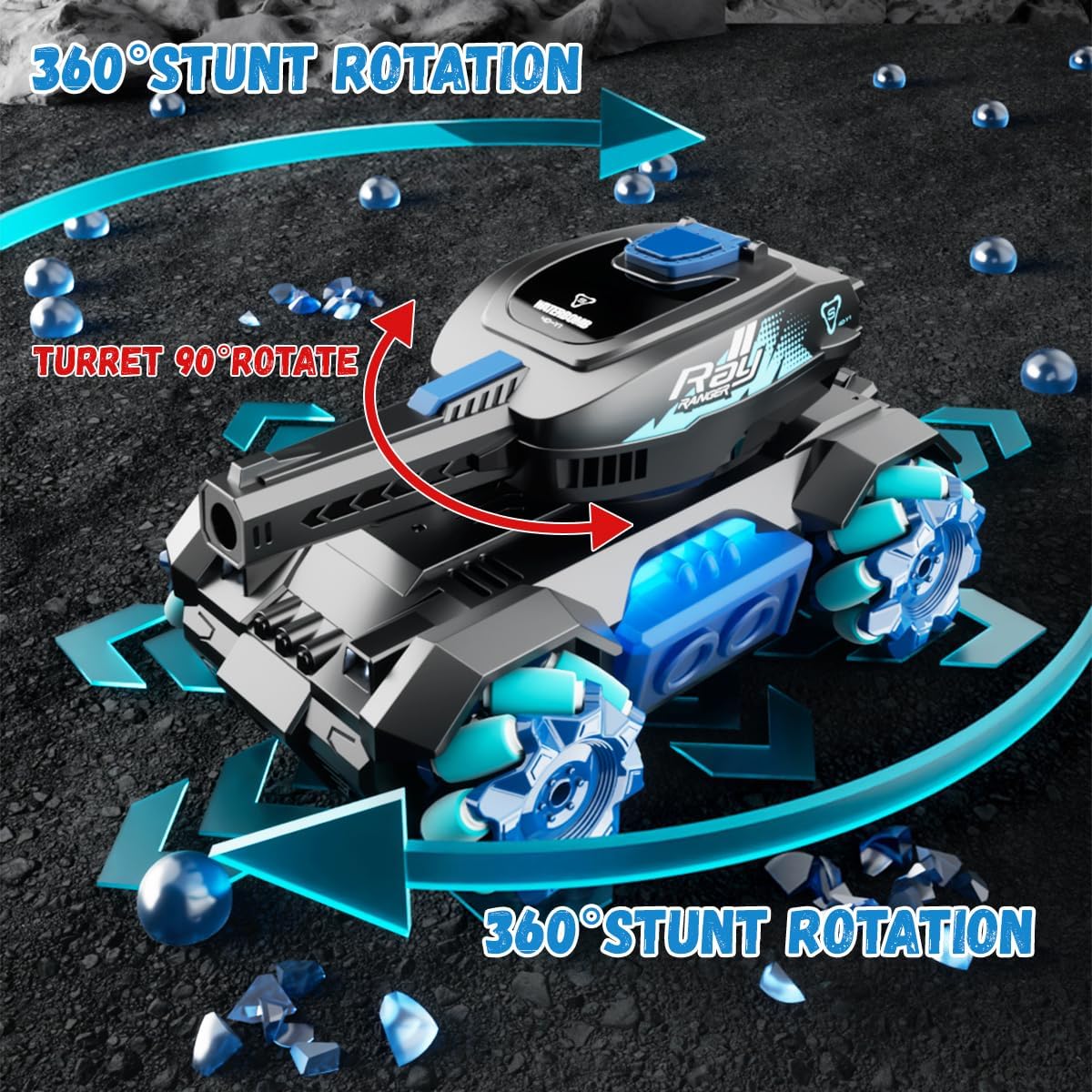 RC Crawler, Gesture Sensing RC Stunt Car, Remote Control Car with Cool Light and Music 360°Rotating 2 Control Modes, Hand Controlled RC Car That Shoots Gifts Toys for Kids and Boys