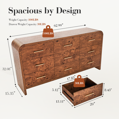 Eliteset Curved 9-Drawer Dresser