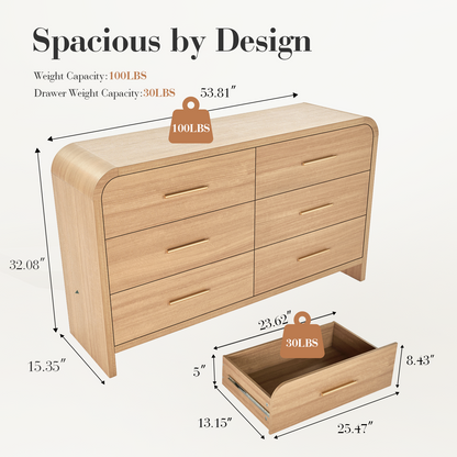 Eliteset Curved 6-Drawer Dresser