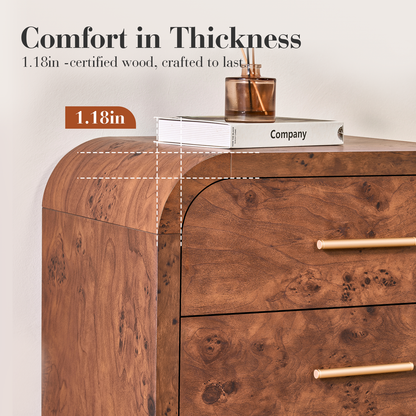 Eliteset Curved 3-Drawer Nightstand